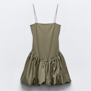 Zara Ribbed and Poplin Dress